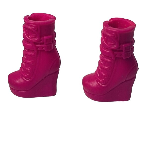 Barbie Doll Shoes Fashionistas Pink Wedge Heel Ankle High Boots Mattel - Picture 4 of 10